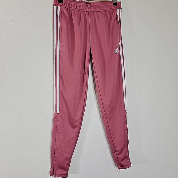 Adidas Women’s Pink Jogger Pants Size Small 3-Stripes Tiro Style Zip Leg - Picture 2 of 9